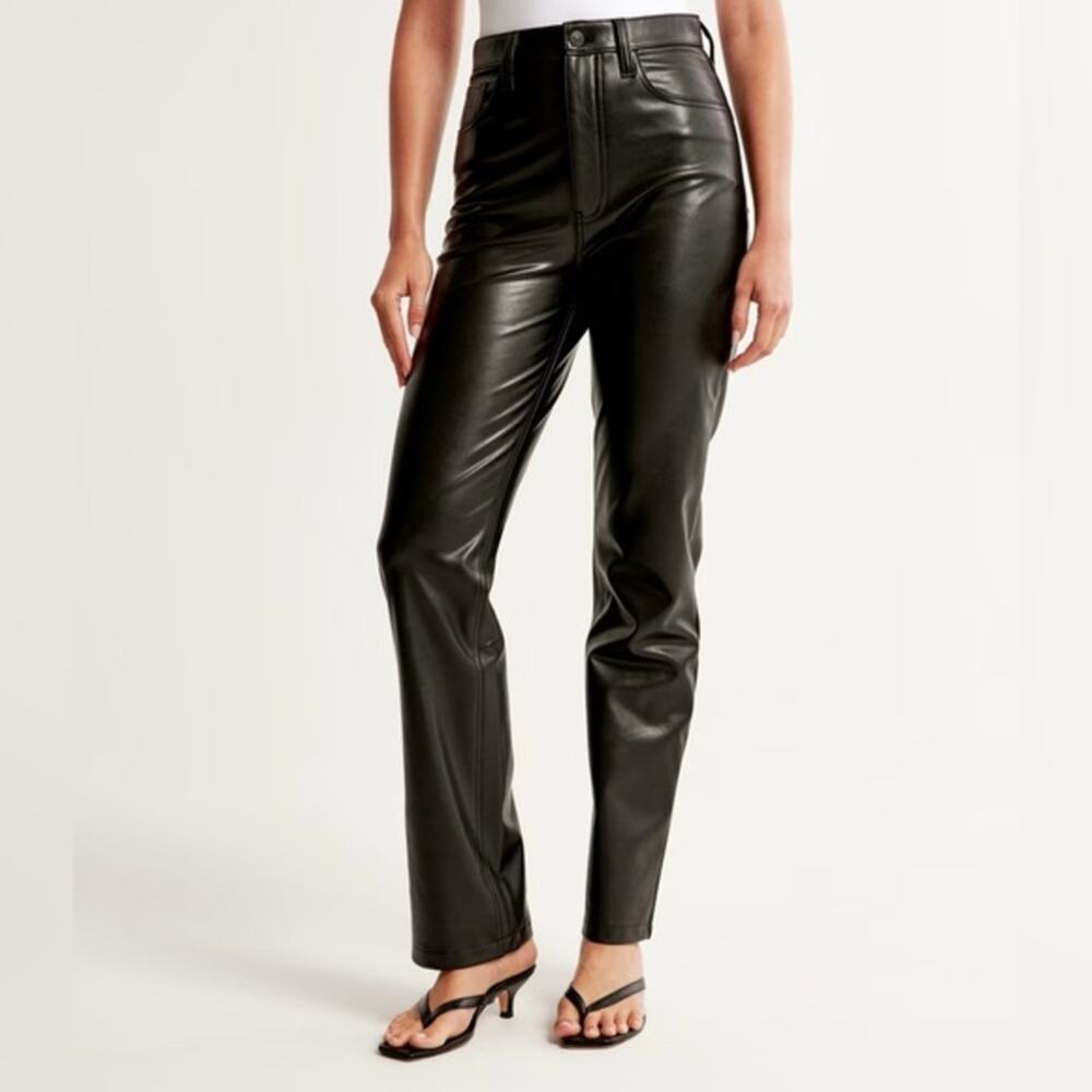 Abercrombie & Fitch Vegan Leather The 90s Straight Ultra High Rise Pants Size 31